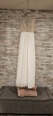 WHITE/GOLD LONG EVENING GOWN