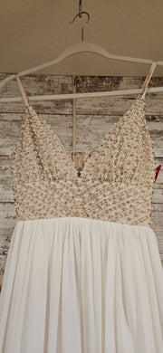WHITE/GOLD LONG EVENING GOWN