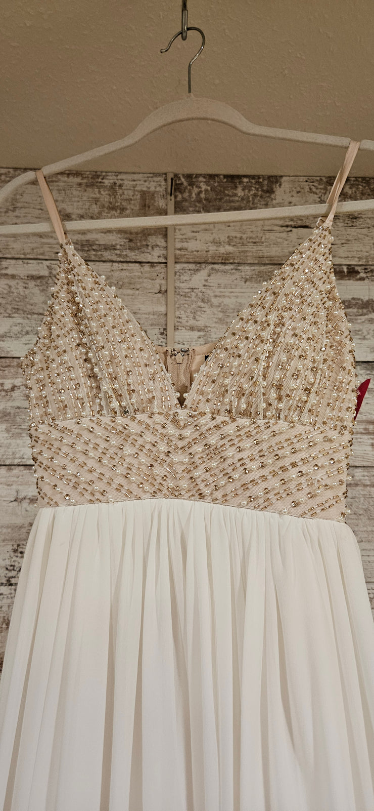 WHITE/GOLD LONG EVENING GOWN