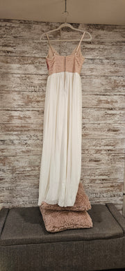 WHITE/GOLD LONG EVENING GOWN