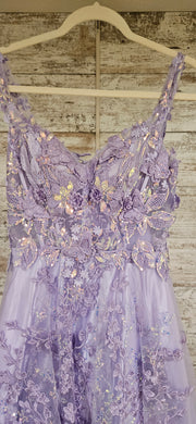 LAVENDER SPARKLY A LINE GOWN