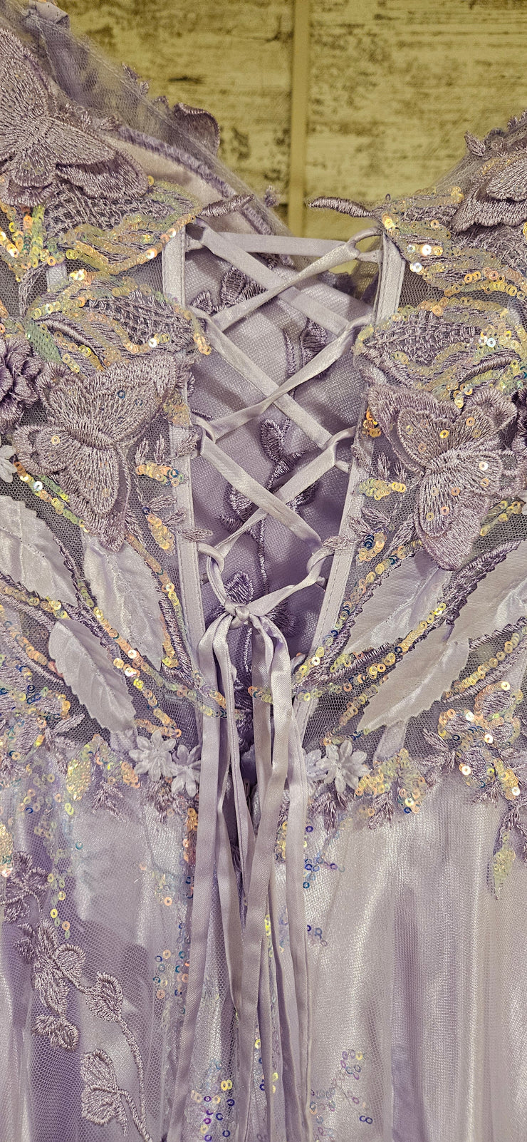 LAVENDER SPARKLY A LINE GOWN