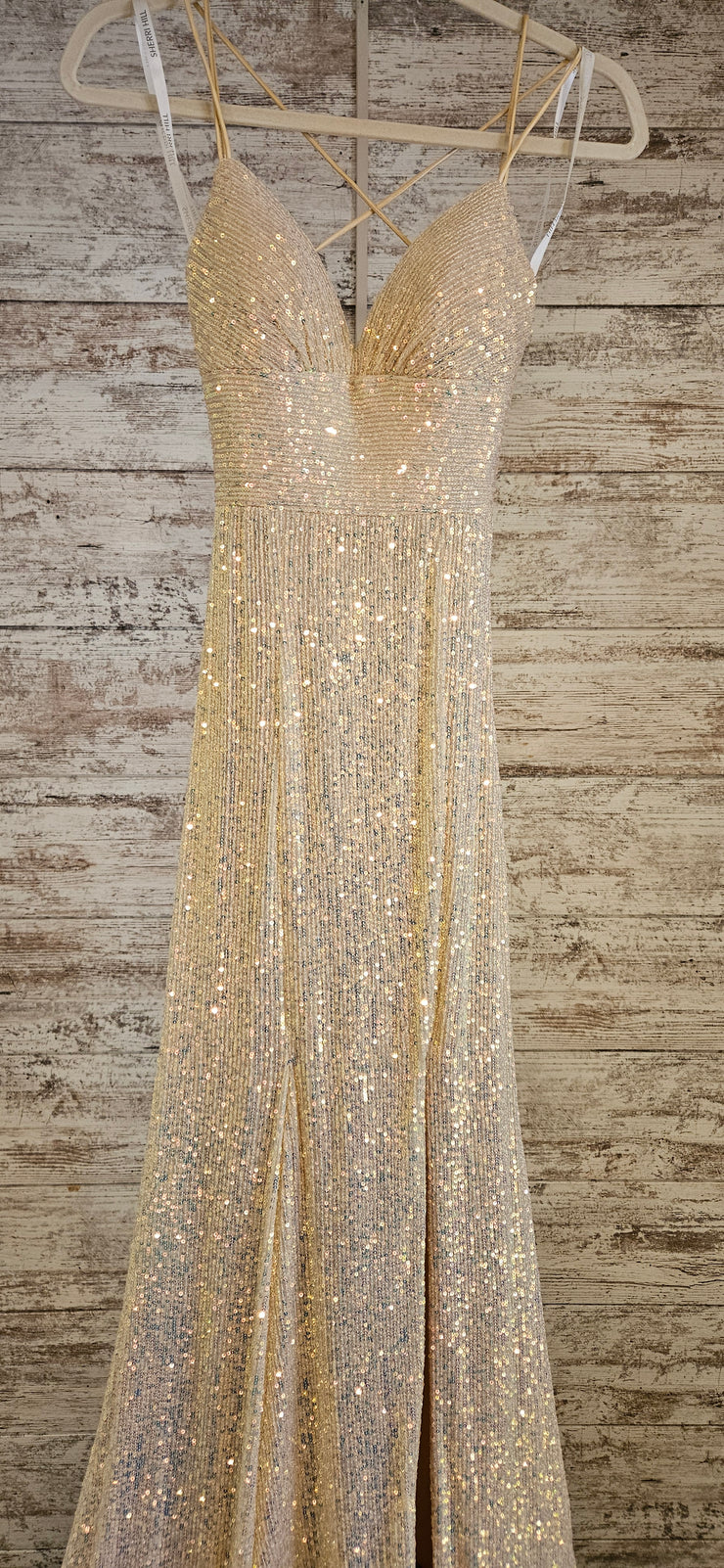 GOLD SPARKLY LONG EVENING GOWN