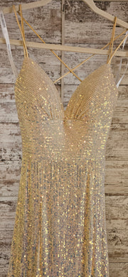 GOLD SPARKLY LONG EVENING GOWN