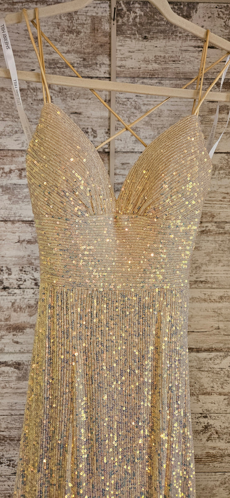 GOLD SPARKLY LONG EVENING GOWN