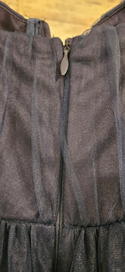 NAVY TIERED A LINE GOWN