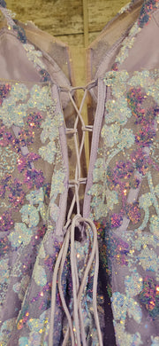 LAVENDER SPARKLY A LINE GOWN