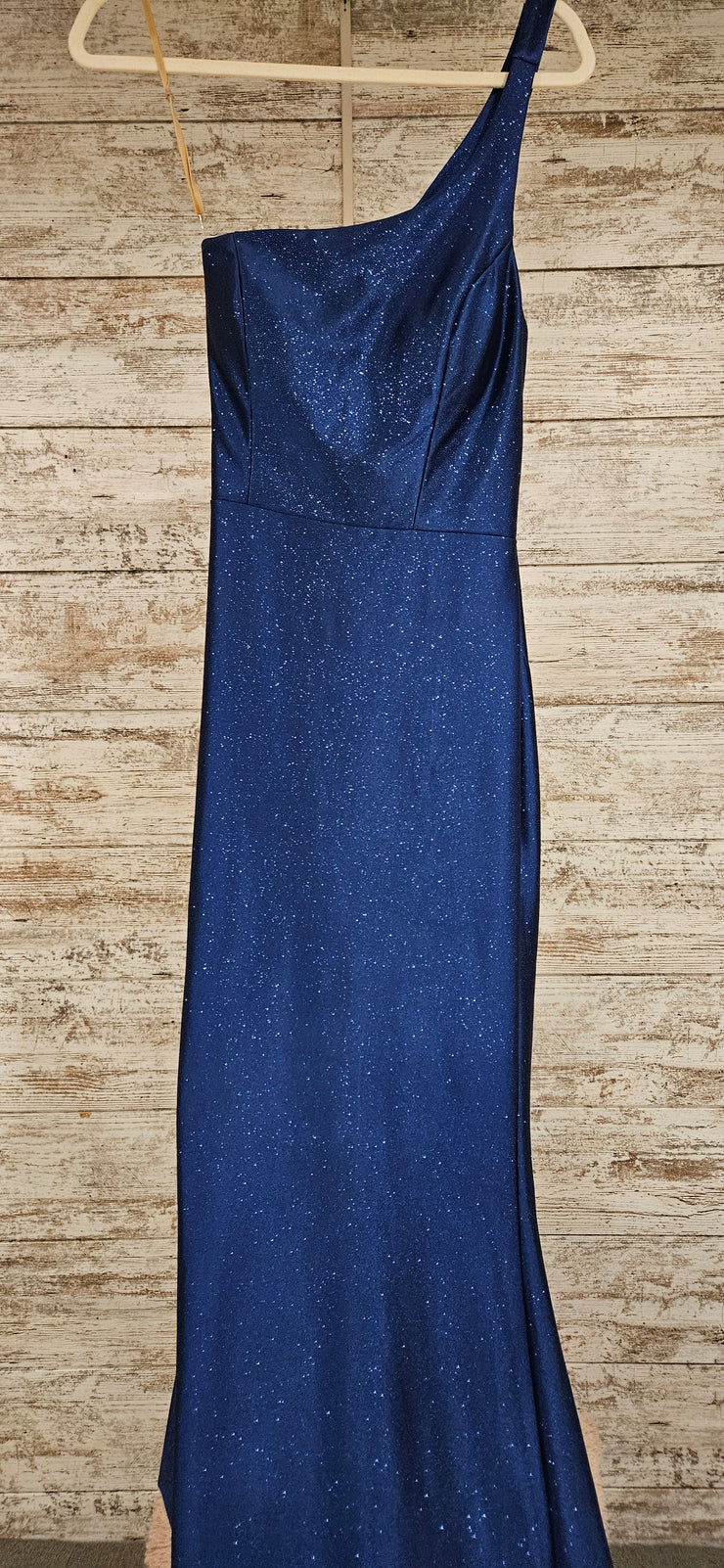 NAVY SPARKLY 1 SHOULDER DRESS