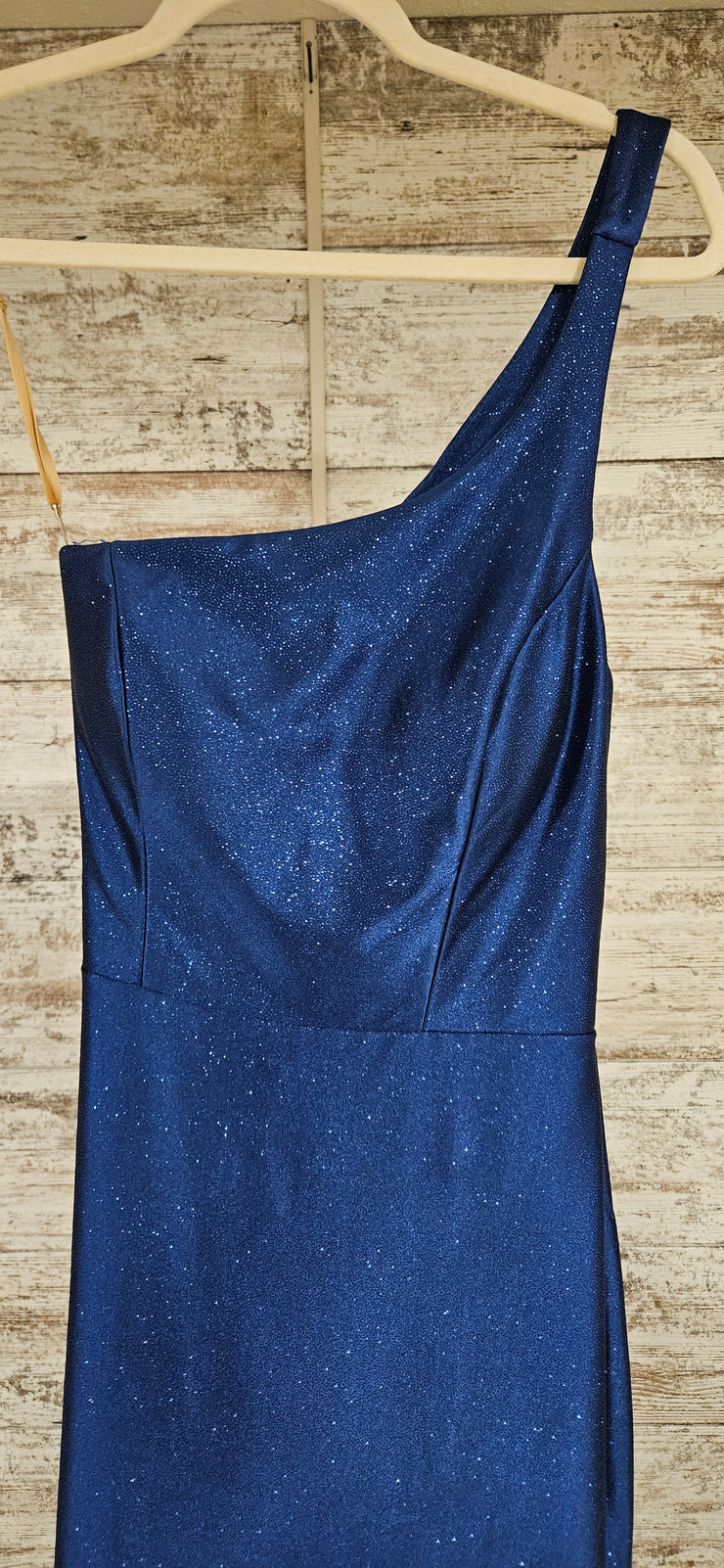 NAVY SPARKLY 1 SHOULDER DRESS
