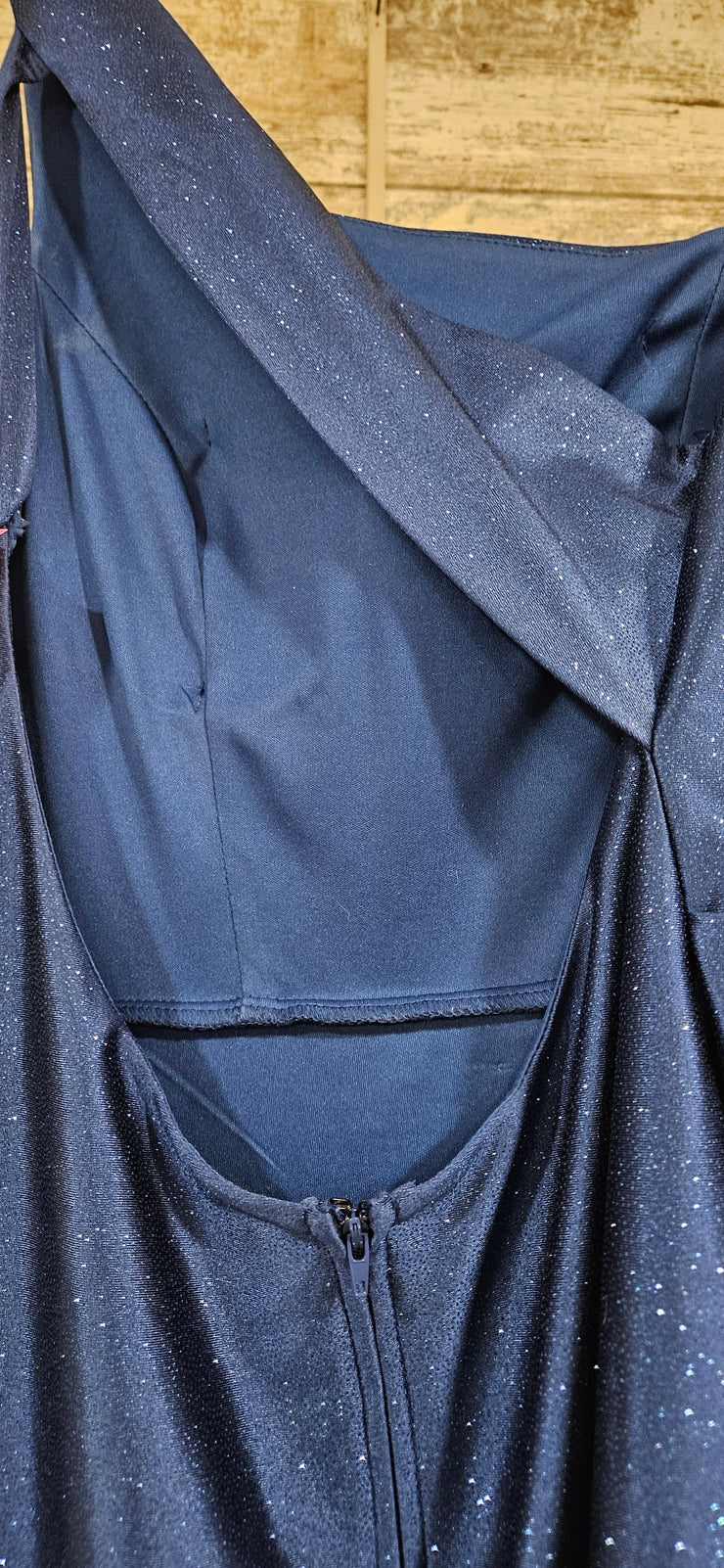 NAVY SPARKLY 1 SHOULDER DRESS