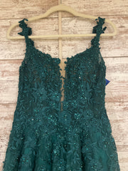 GREEN/FLORAL A LINE GOWN