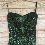 GREEN SEQUIN LONG EVENING GOWN