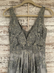 GRAY/FLORAL A LINE GOWN