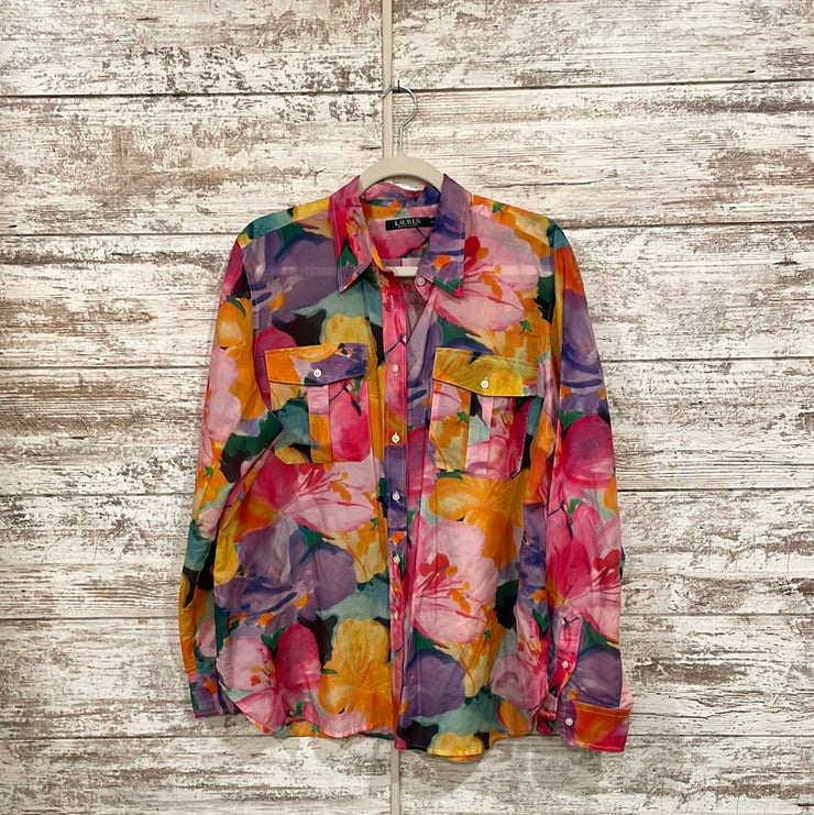 PINK/FLORAL SILK BLOUSE