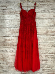 RED/FLORAL A LINE GOWN