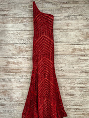 RED SEQUIN LONG EVENING GOWN