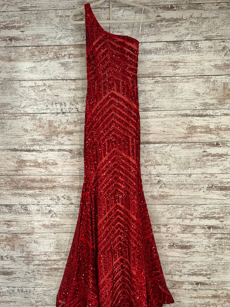 RED SEQUIN LONG EVENING GOWN