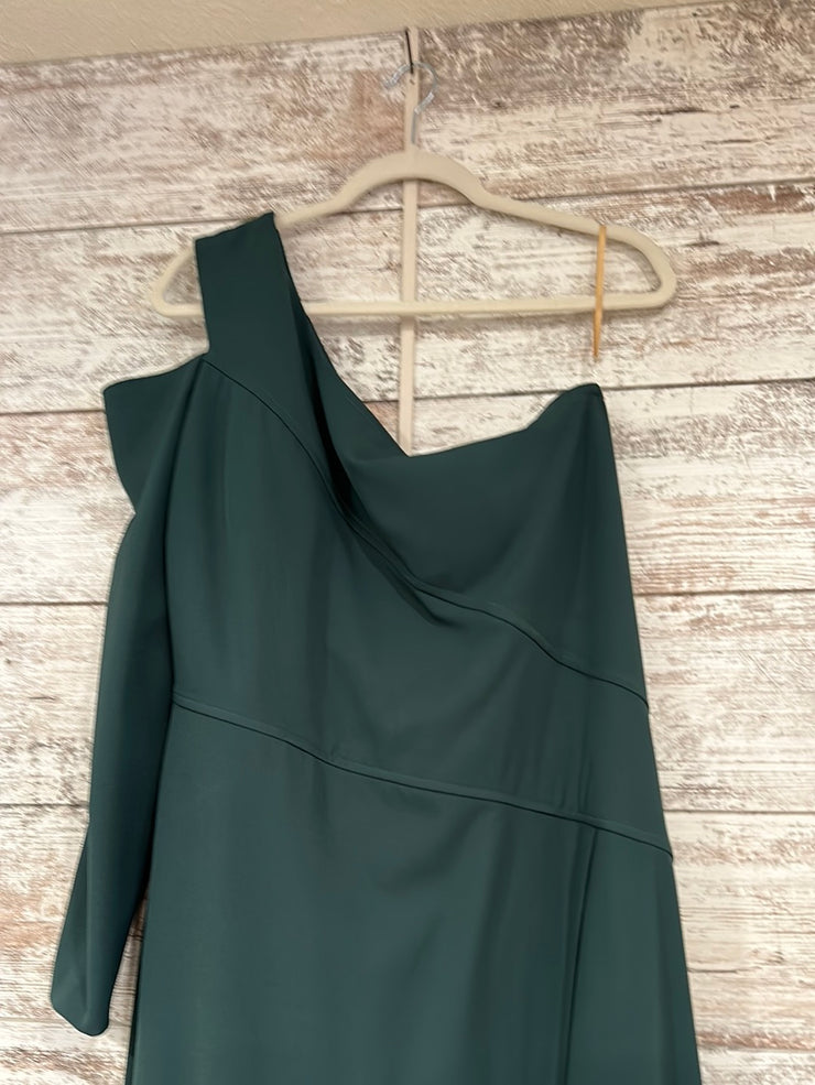 GREEN ONE SHOULDER LONG DRESS