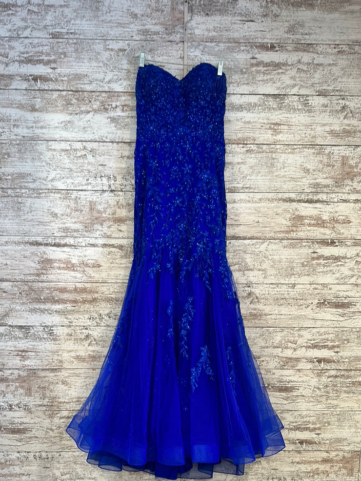 ROYAL BLUE/FLORAL MERMAID GOWN