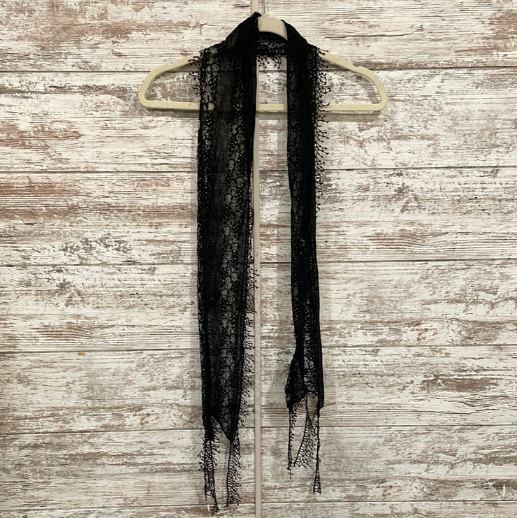 BLACK LACE SHEER SCARF