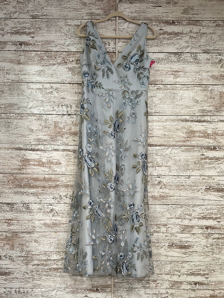 BLUE FLORAL A LINE GOWN