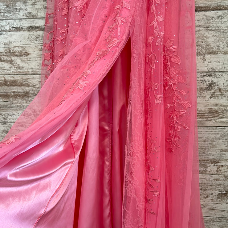 PINK FLORAL A LINE GOWN