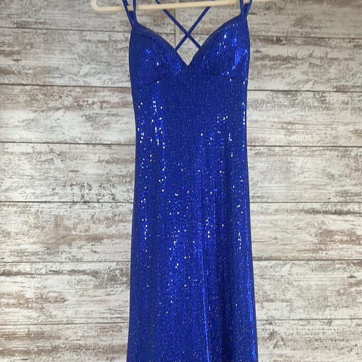 ROYAL BLUE SPARKLY LONG DRESS