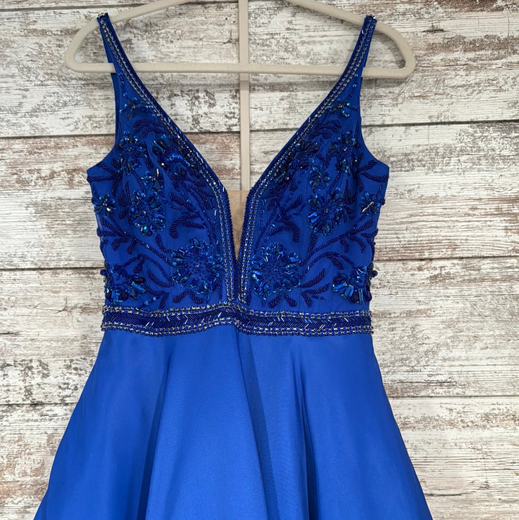 ROYAL BLUE A LINE GOWN