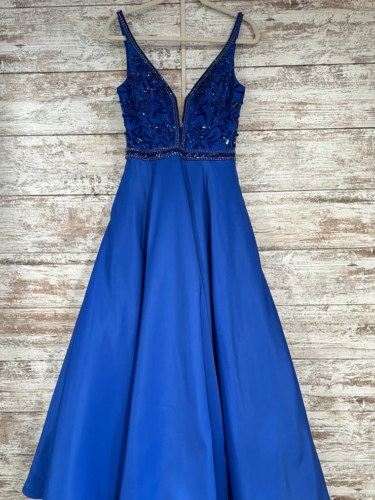 ROYAL BLUE A LINE GOWN