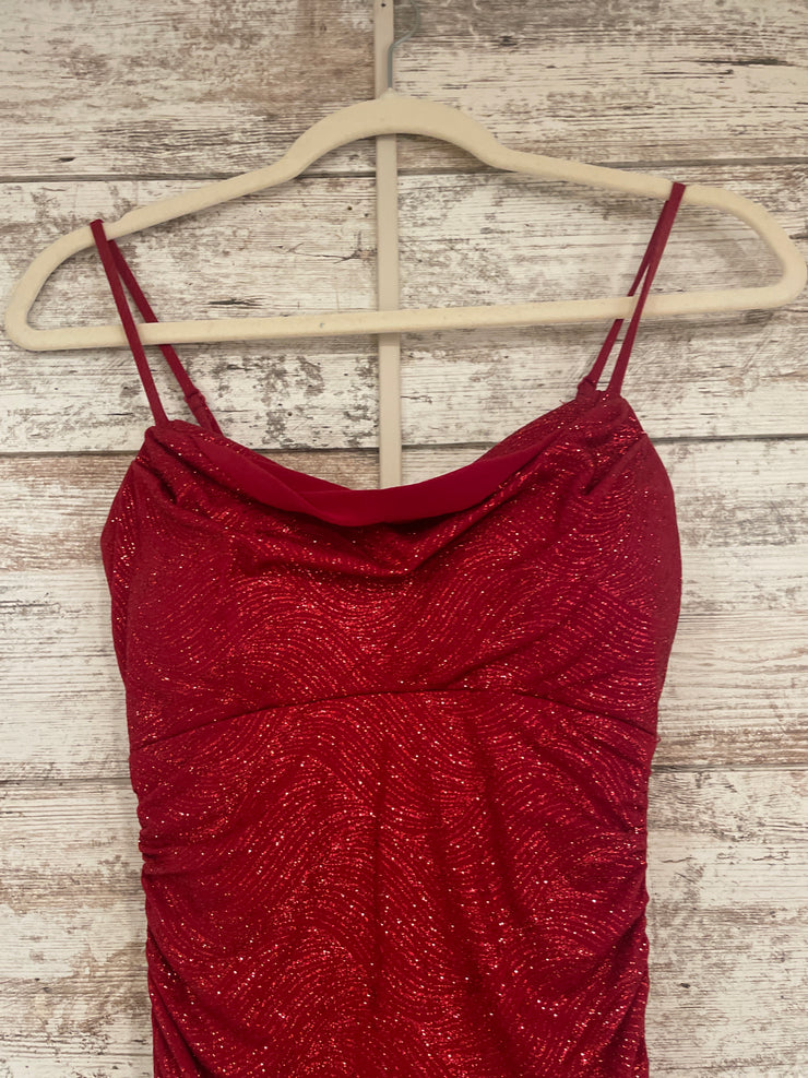 RED SPARKLY LONG EVENING GOWN