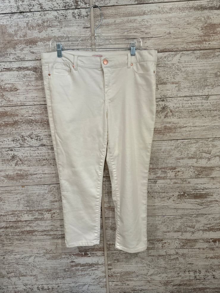 WHITE STRETCH CROP PANTS $89