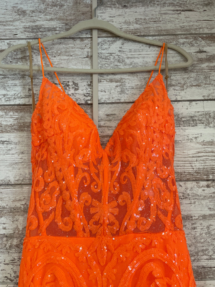 ORANGE SPARKLY LONG DRESS