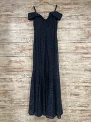 NAVY LACE SPARKLY LONG DRESS