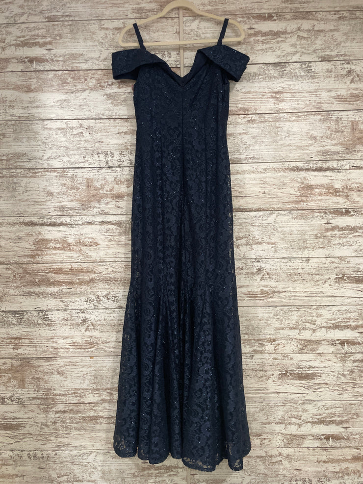 NAVY LACE SPARKLY LONG DRESS