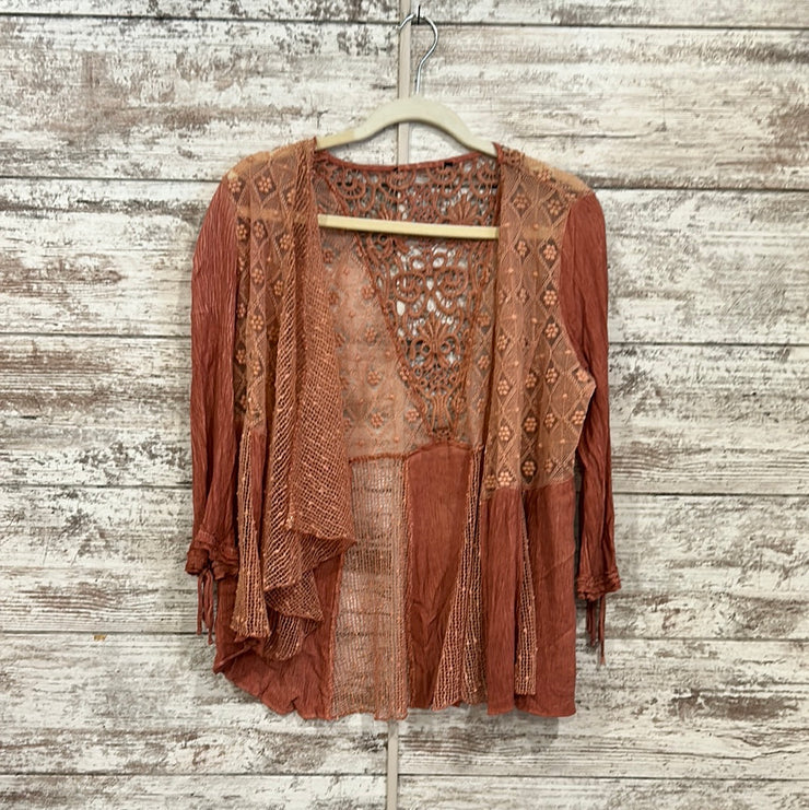 PEACH MESH OPEN CARDIGAN