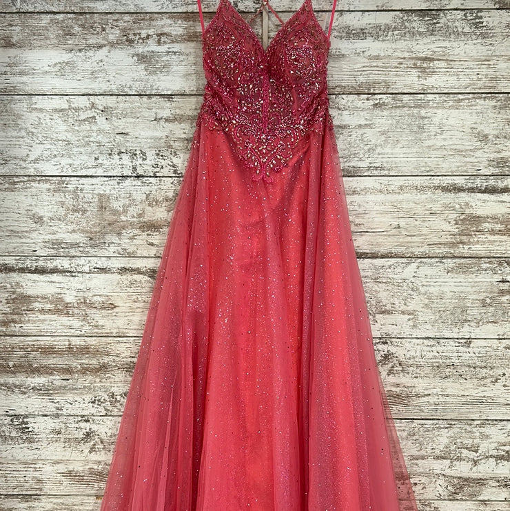 PINK SPARKLY A LINE GOWN