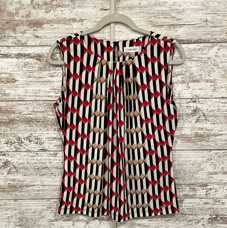 RED/WHITE/BLACK SLEEVELESS TOP