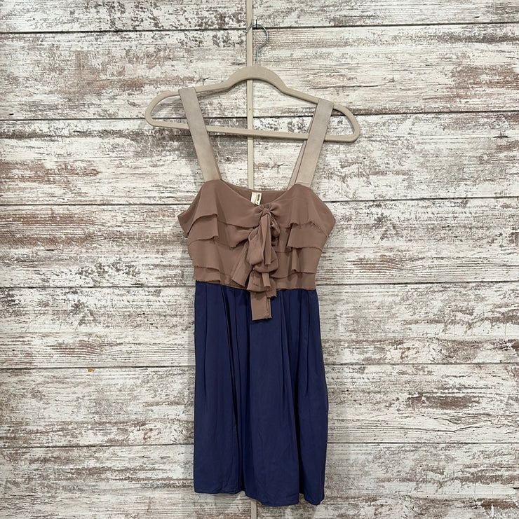 NAVY/TAN SHORT DRESS
