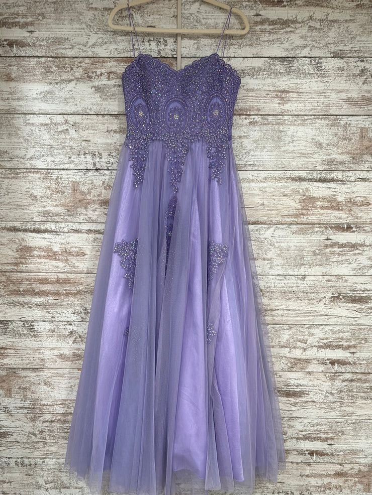 LAVENDER/FLORAL A LINE GOWN