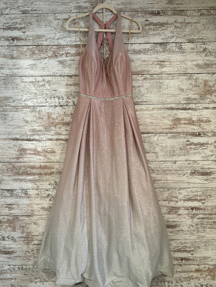 PINK SPARKLY A LINE GOWN
