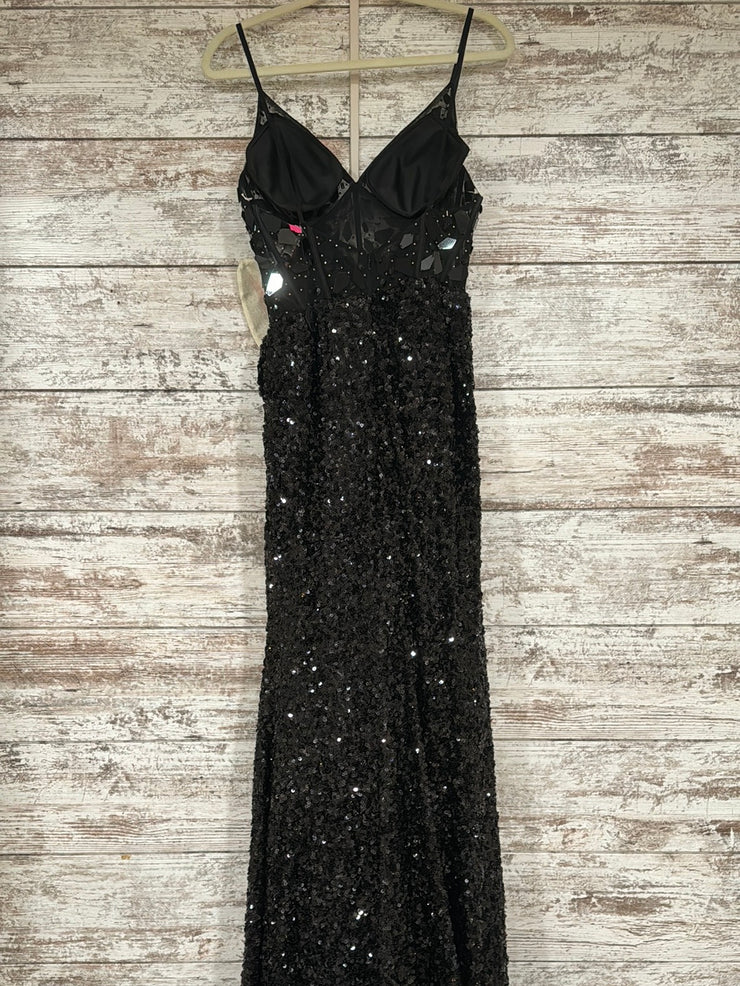 BLACK/SEQUIN/TILES LONG DRESS