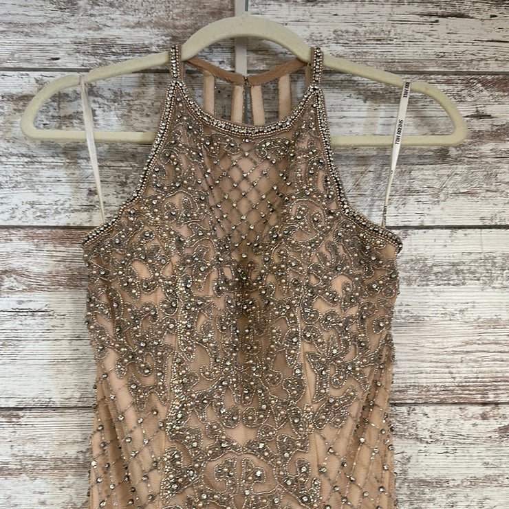 TAN FULL BEADED GOWN