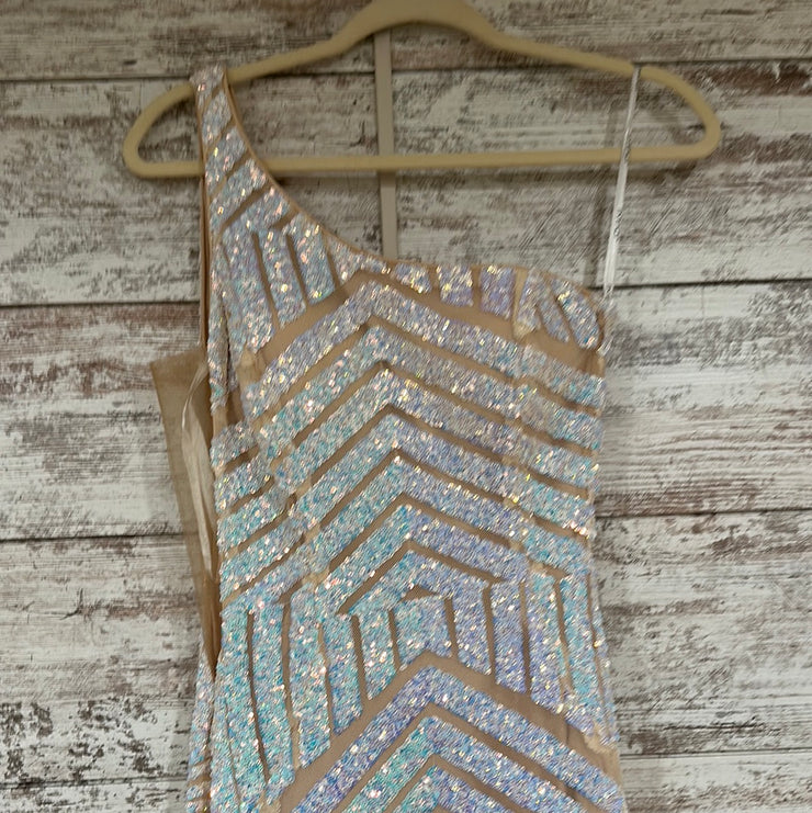 WHITE/PINK SEQUIN MERMAID GOWN