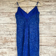 ROYAL BLUE/FLORAL LONG DRESS