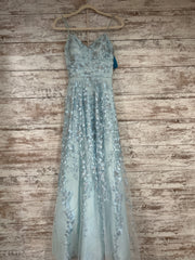 BLUE/FLORAL SPARKLY A LINE GOW