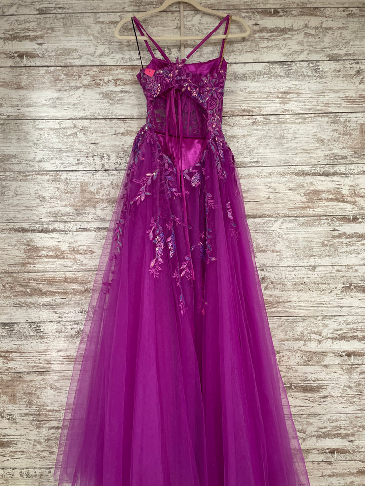 PINK/FLORAL A LINE GOWN (NEW)