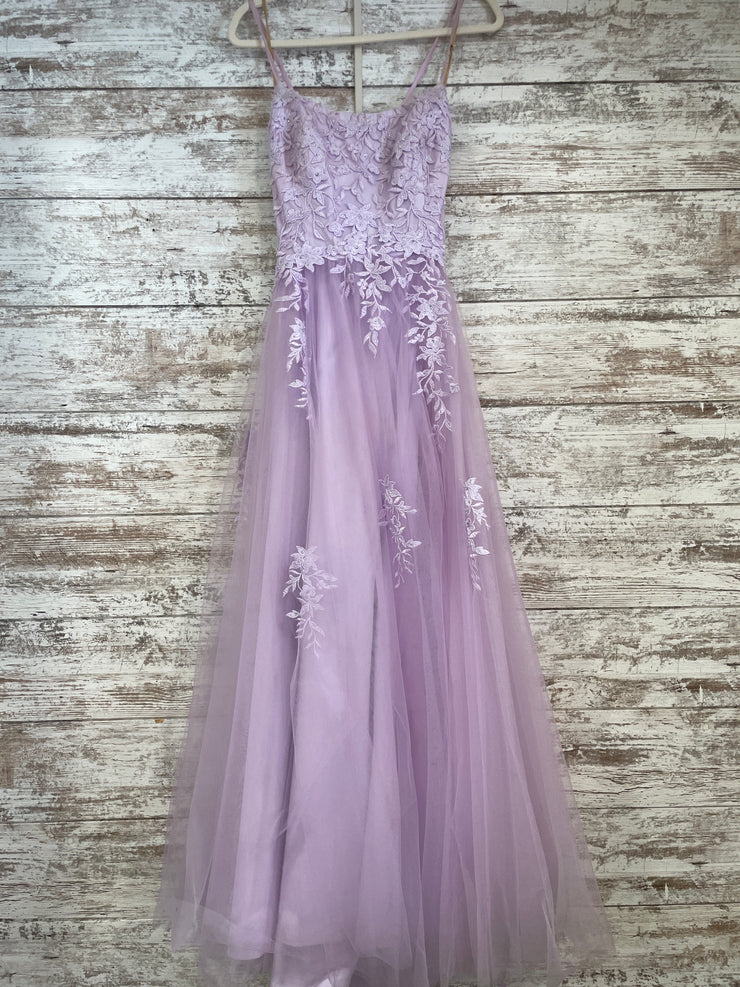 LAVENDER/FLORAL A LINE GOWN