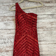 RED SEQUIN LONG EVENING GOWN