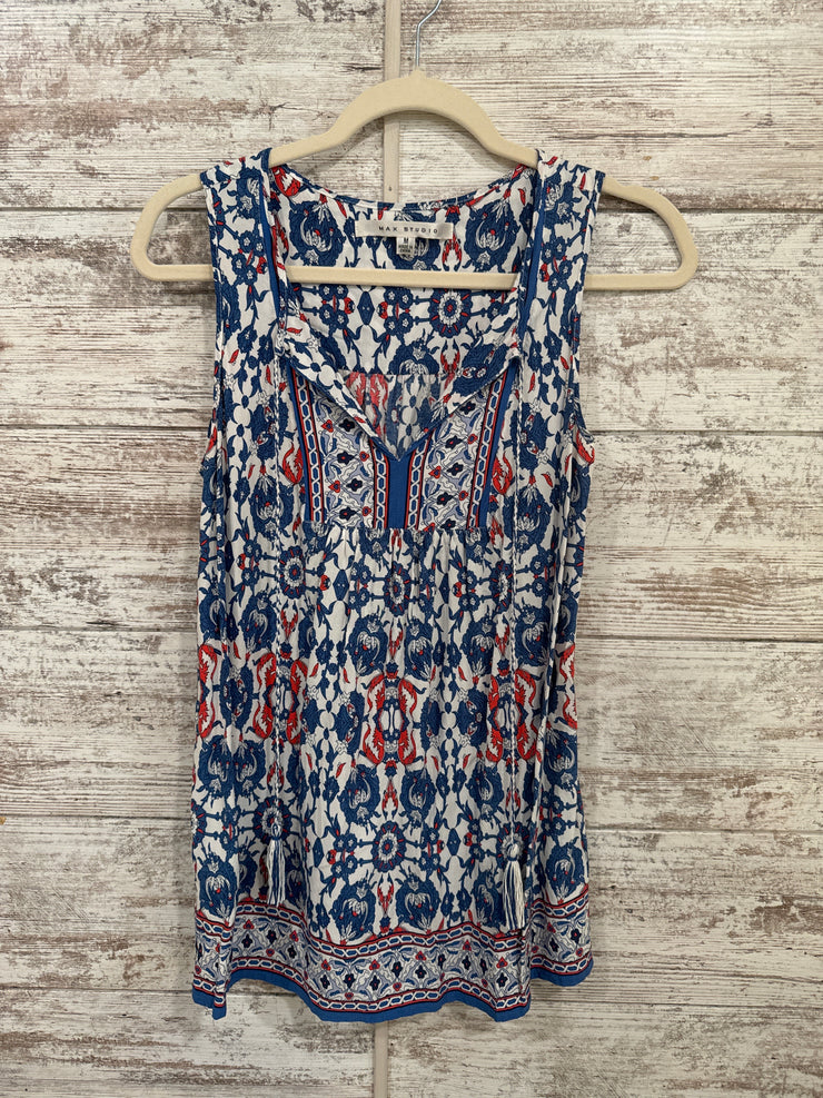 BLUE/WHITE SLEEVELESS TOP