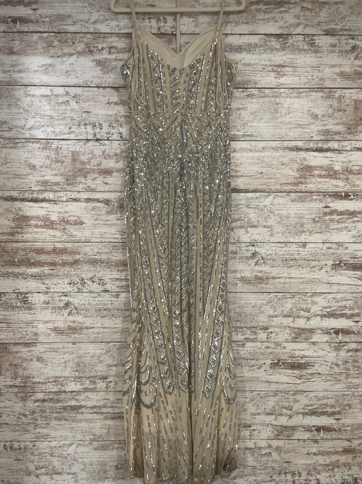 SILVER/TAN SPARKLY LONG DRESS